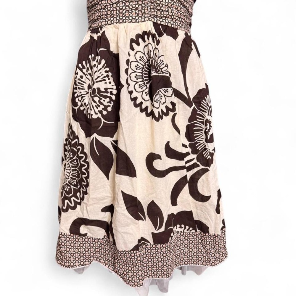 Y2K Floral Halter Dress Brown White Boho Print Summer Party Midi Size 7 - Picture 3 of 8